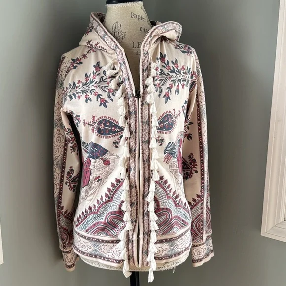 Lucky Brand Lucky Lotus zippered cotton hoodie size M - Picture 2 of 10